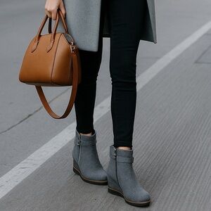 Dr. Scholl’s Jacinda Gray Wedge Ankle Booties Size 11 New With Box